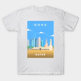 Doha, Qatar - Retro travel minimalist poster T-Shirt